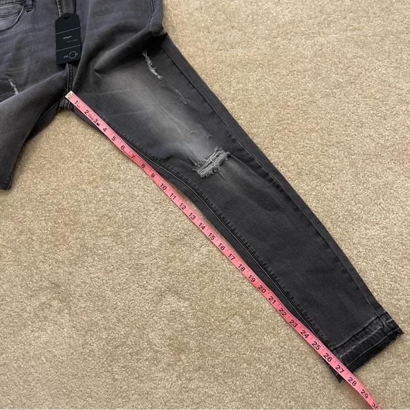 NEW Umgee Pants Womens 27 Black Denim Exposed Hem Distressed High Rise Skinny - Picture 11 of 12